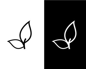 Leaf icon flat style illustration logo template