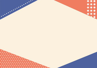 背景　柄のついた二色の枠　赤と青