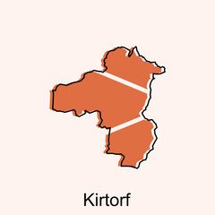 Kirtorf City Map illustration. Simplified map of Germany Country vector design template