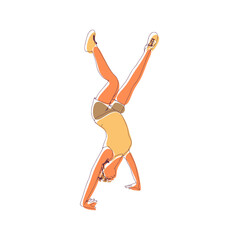 Young female workout. Sport girl doing fitness exercise. Casual sportwear - t-shirt, breeches and sneakers. Young woman wearing workout clothes. Sport fashion girl outline in urban casual style.