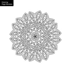 Outline mandala for coloring book. Clean Decorative round ornament. Oriental pattern, Vector illustration Coloring book page. Circular pattern in form of mandala for Henna, Mehndi, tattoo, decoration.