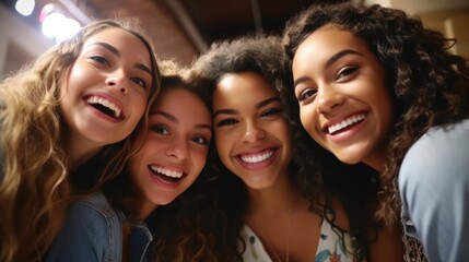 Fototapeta premium Photo of a group of student friends sharing joyful moments together.