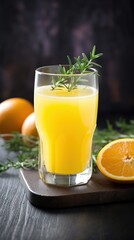 Fototapeta premium Zesty Citrus Burst Glass of Fresh Orange and Ginger Juice, an Energizing Blend of Vibrant Flavors