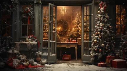 Stof per meter Vintage Christmas: A nostalgic image of a vintage Christmas scene, capturing the timeless beauty of classic holiday decor  © Наталья Евтехова