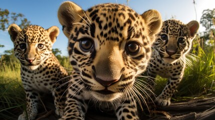 Three jaguar cubs and their crew