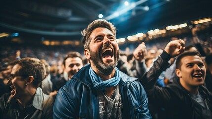 Obraz premium Happy supporters cheering their team, generative ai
