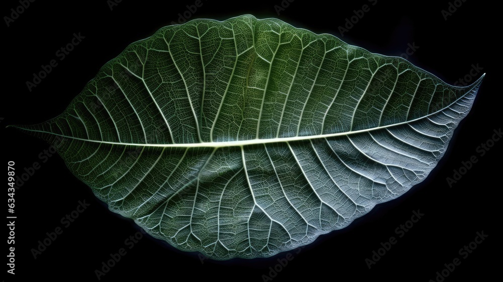 Poster transparent skeleton leaf with beautiful texture on a green. beautiful generative ai aig32