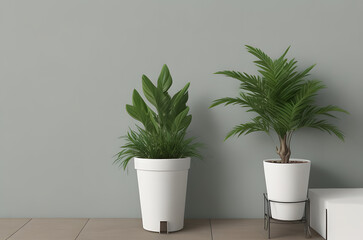 Potted plant in clean wall