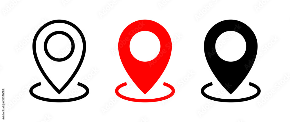 Poster Location icon set, Map pin place marker. location pointer icon symbol in flat style. Location pin line icon, Navigation sign