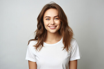 Obraz premium Generative ai collage image picture of pretty lovely girl looking in camera feel joyful