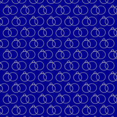 Seamless pattern with silver rings on a blue background. Silver wedding. Template for the design of paper, wedding gifts, packaging, packages, wallpapers. Digital illustration.n