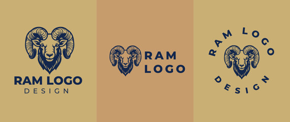 Ram head logo, Abstract vector horns ram animal sheep logo, icon Aries, sign goat. Design template premium brand business, graphic badge company. - obrazy, fototapety, plakaty