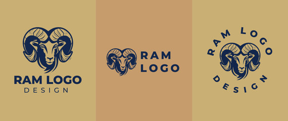 Ram head logo, Abstract vector horns ram animal sheep logo, icon Aries, sign goat. Design template premium brand business, graphic badge company.