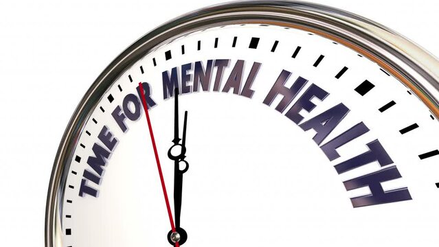 Time for Mental Health Care Therapy Health Wellness Clock Wellbeing 3d Animation