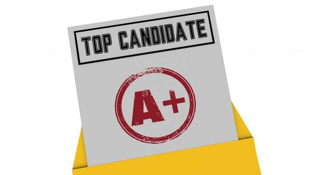 Top Candidate Best Choice Grade Score Report Card A Plus 3d Animation