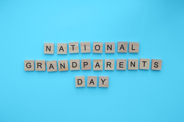 September 10, National Grandparents Day, minimalistic banner with the inscription in wooden letters