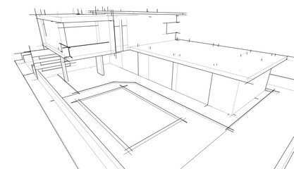 Architectural sketch of modern house