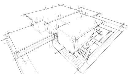 Architectural sketch of modern house