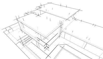 Architectural sketch of modern house
