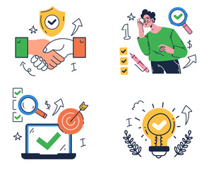 Business work finance outline isolated set. Vector flat graphic design illustration