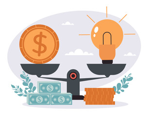 Business money finance investment idea abstract concept. Vector flat graphic design illustration