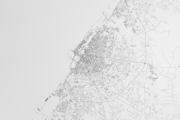 Map of the streets of Benghazi (Libya) on white background. 3d render, illustration