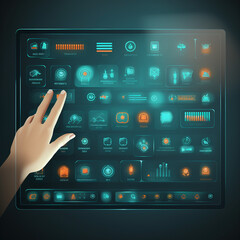 Fototapeta premium Touch Screen Form with Icon Buttons, AI10 EPS File, Transparent Illustration