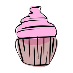 Cupcake Sweet food dessert drawing doodle hand drawn illustration decoration cartoon elements party