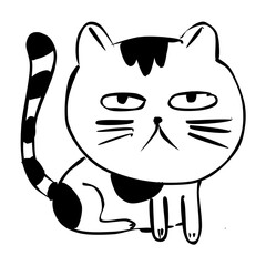 Cat drawing elements black and white illustration decoration art design