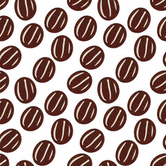 Coffee beans pattern. Coffee seamless background on white.