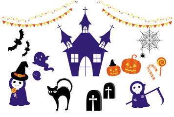 ハロウィン　ベクター　アイコン　セット カラー