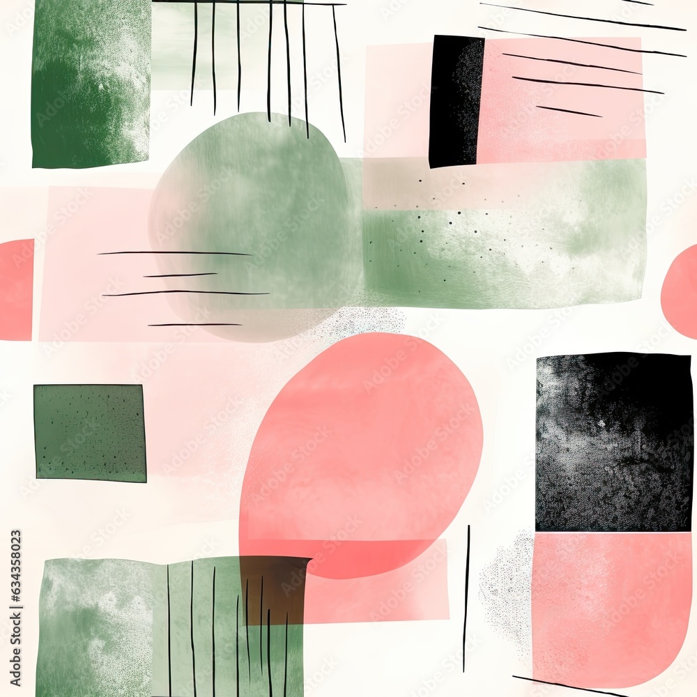 Poster seamless pattern background with abstract watercolor textured geometric figures for printing, packag