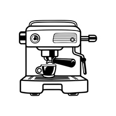 Vector Illustration of a coffee machine with lines drawing for logo,icon, black and white