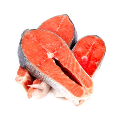 Trout steak on white background