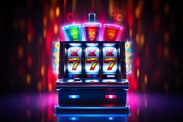 Slot machine wins the jackpot. 777 Big win concept. Casino jackpot. | Generative AI