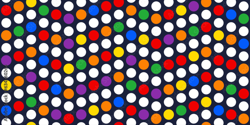 Poster lines of multi-colored circles that alternate with white ones. pattern for cloth, background, packag