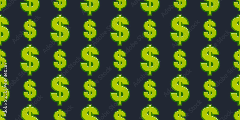 Poster dollar sign, repeating pattern with stylish sign. pattern for cloth, background, packaging, notepad,