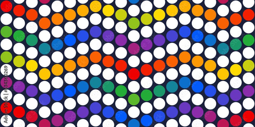 Aufkleber White dots that alternate with iridescent. Vector pattern of large circles. Pattern for cloth, background, packaging, notepad, wallpaper.