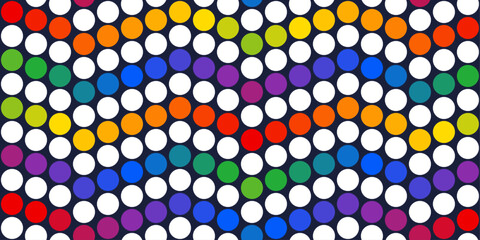 White dots that alternate with iridescent. Vector pattern of large circles. Pattern for cloth, background, packaging, notepad, wallpaper.