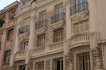 Fototapeta premium Art Deco building facades, geometric decorations, ornaments and more. Architecture from the beginning of the 20th century. Shot in Nice, France.