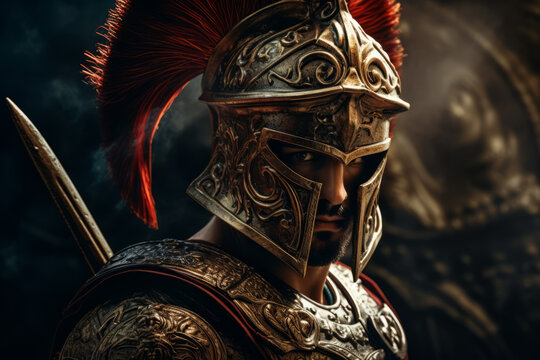A Roman gladiator with a sword and a shield