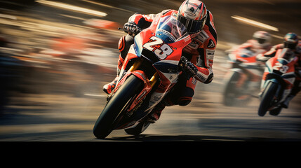 An artistic shot of a MotoGP rider framed by a blurred foreground, symbolizing the focus amidst the racing chaos 