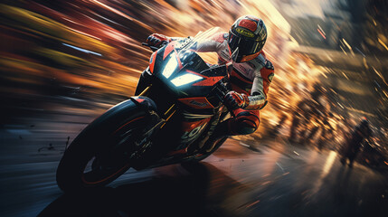 An artistic shot of a MotoGP rider framed by a blurred foreground, symbolizing the focus amidst the racing chaos 