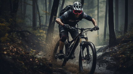 The rider navigating a wet track with specialized tires, highlighting the challenges and skills required in varying conditions 