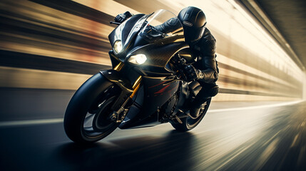 A dynamic shot of a rider's body language as they tuck in for streamlined speed, their focus on the road ahead 