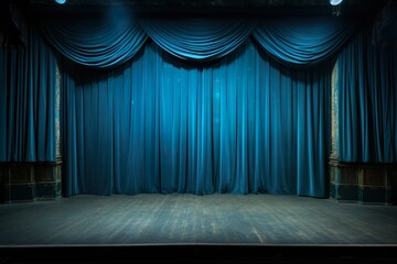 blue stage curtains | Generative AI