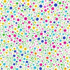 Fototapeta na wymiar Seamless pattern of colored flowers. AI generated.