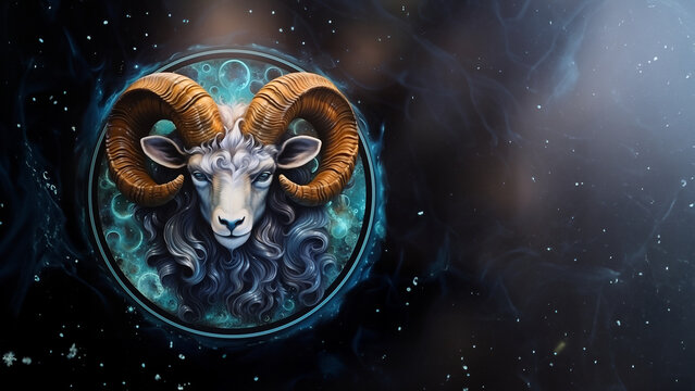 Wundersch&ouml;ner Widder als Sternzeichen Art Skulptur mit Platzhalter, ai generativ
