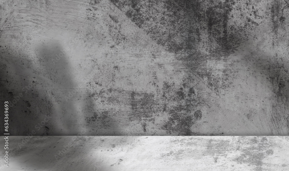 Poster studio background cement wall texture with shadow and light,empty dark grey concrete display with ro