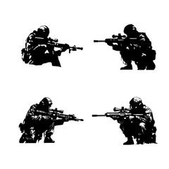 soldiers silhouettes collection - obrazy, fototapety, plakaty